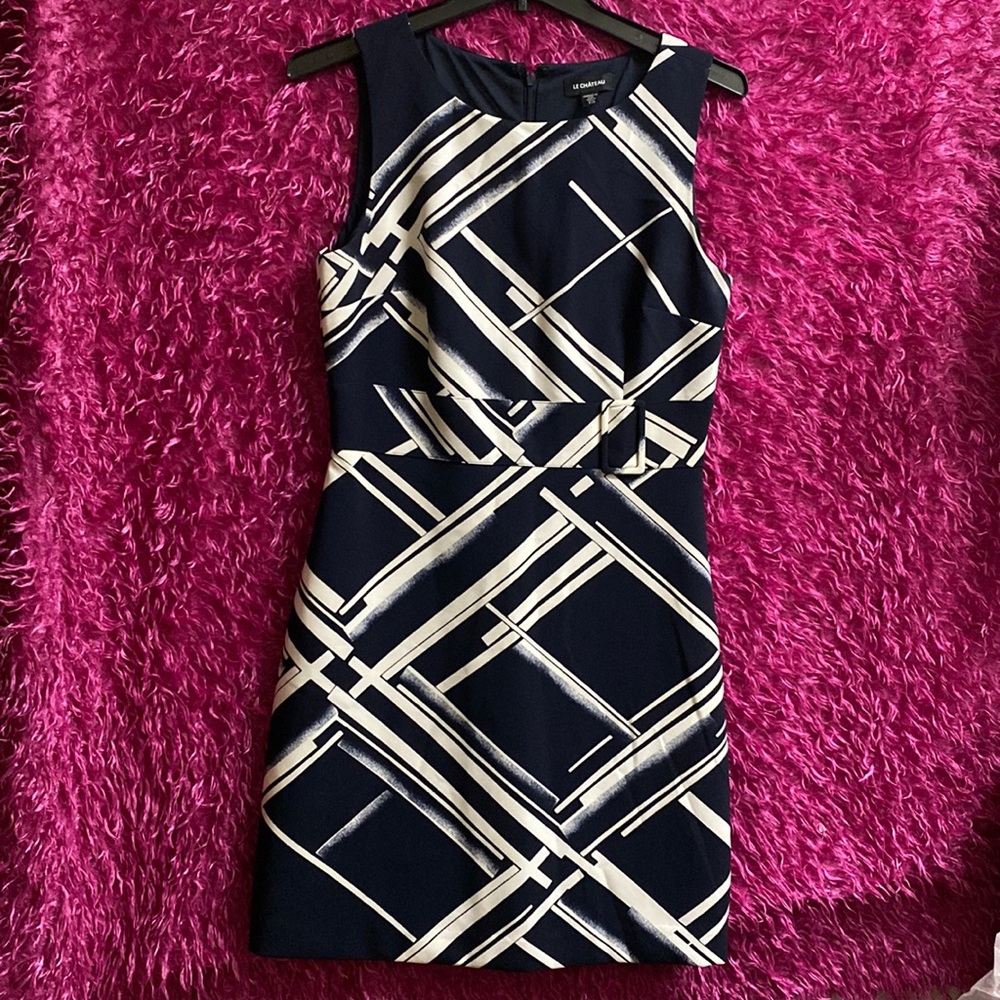 Le château, navy white dress MIDI